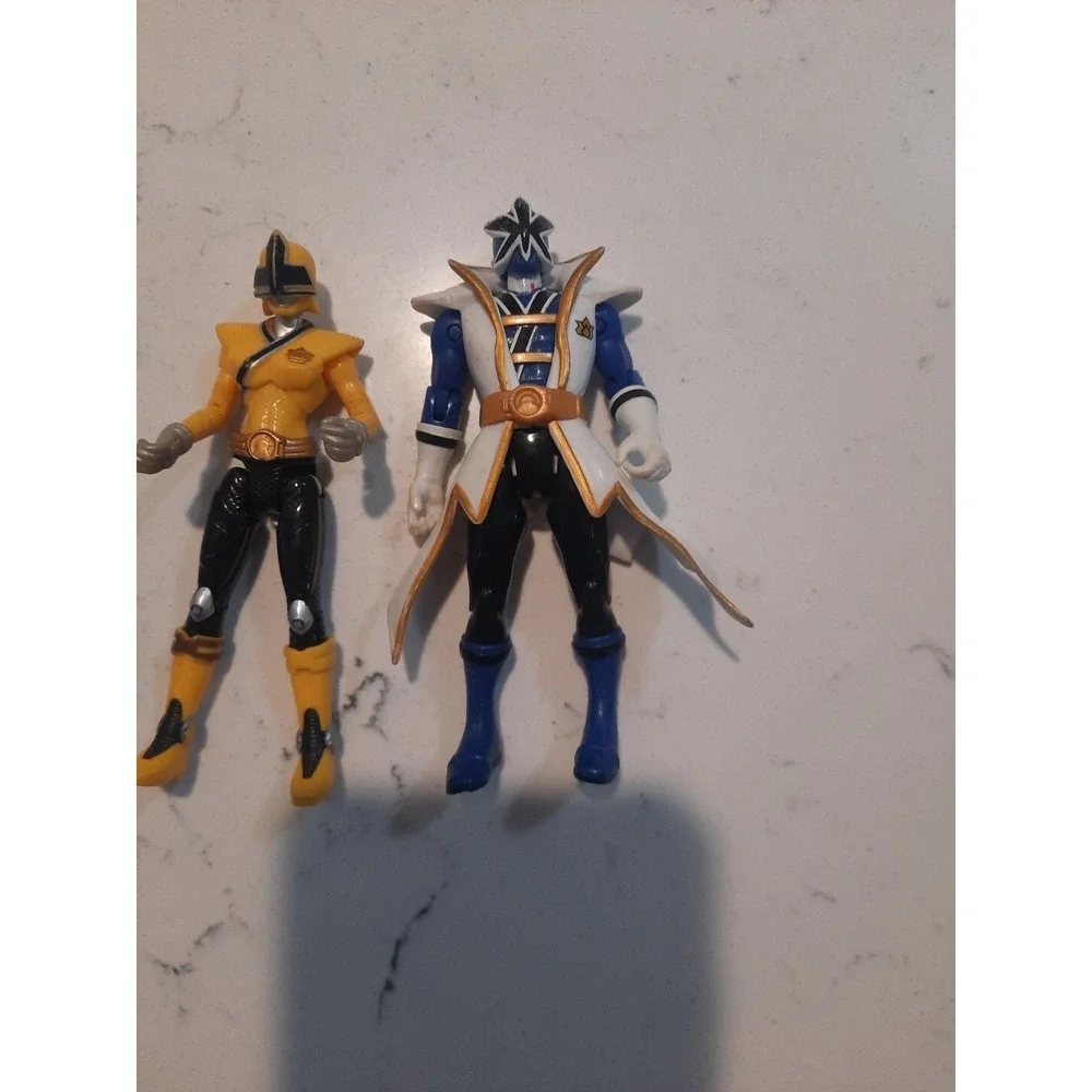 Power Rangers Samurai Yellow And Blue Mega Ranger Figure 4 inch Bandai - Picture 3 of 5